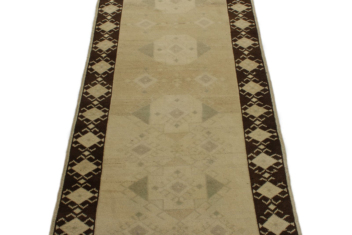 3x8 White and Brown Turkish Tribal Runner