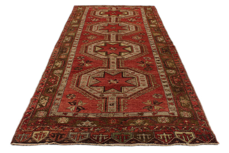 5x13 Red and Green Turkish Tribal Runner