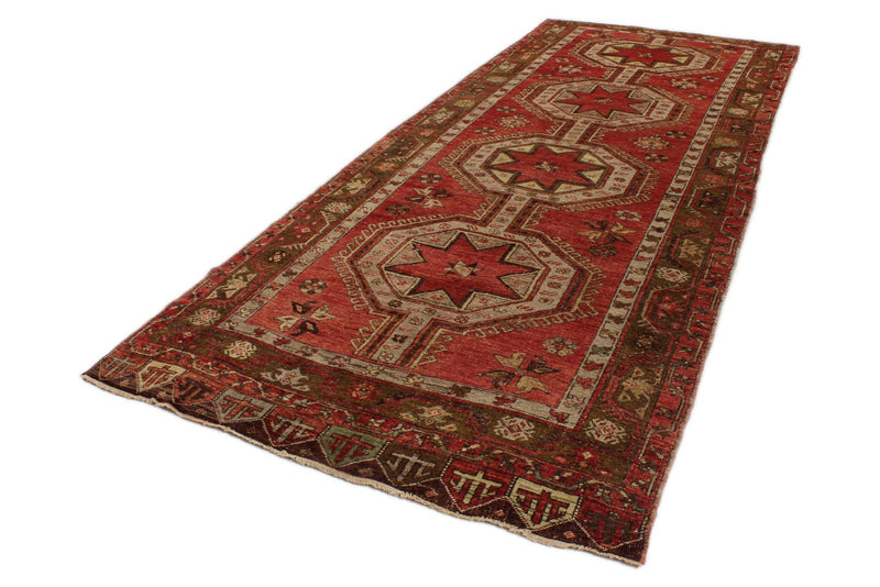 5x13 Red and Green Turkish Tribal Runner