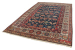 7x10 Navy and Ivory Kazak Tribal Rug