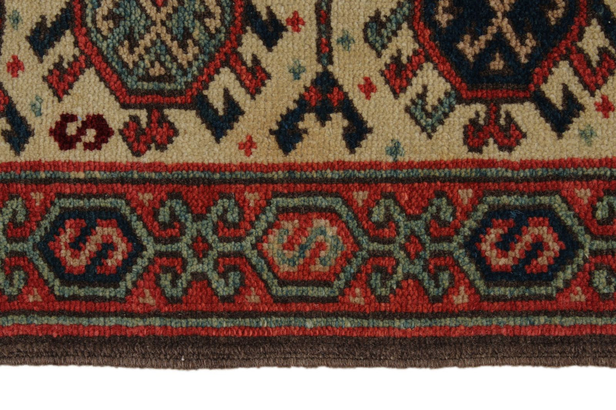 7x10 Navy and Ivory Kazak Tribal Rug