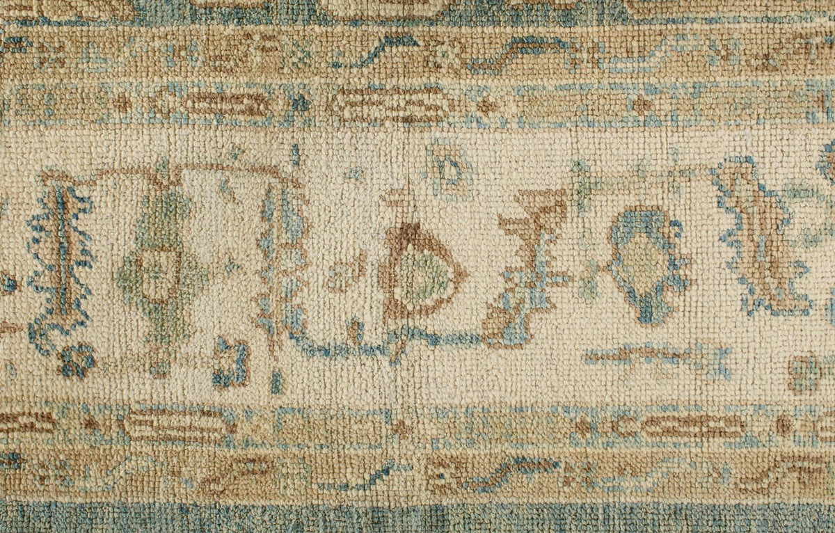7x8 Blue and Ivory Turkish Oushak Rug