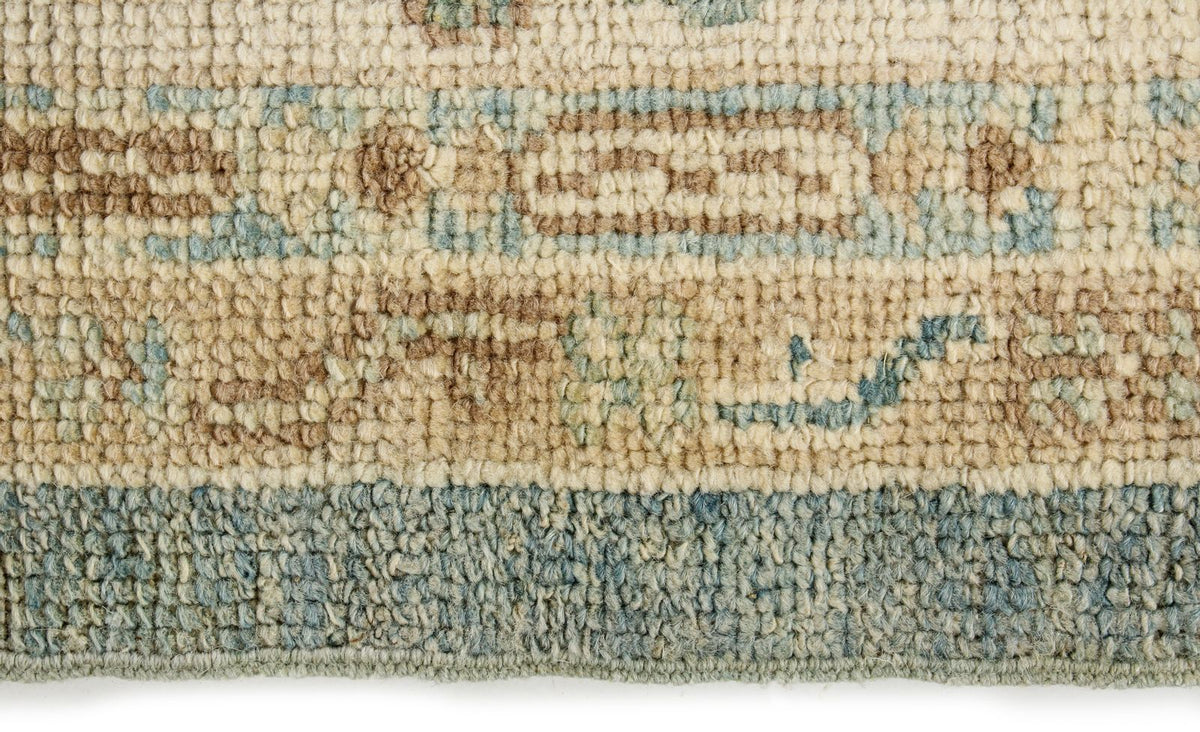 7x8 Blue and Ivory Turkish Oushak Rug