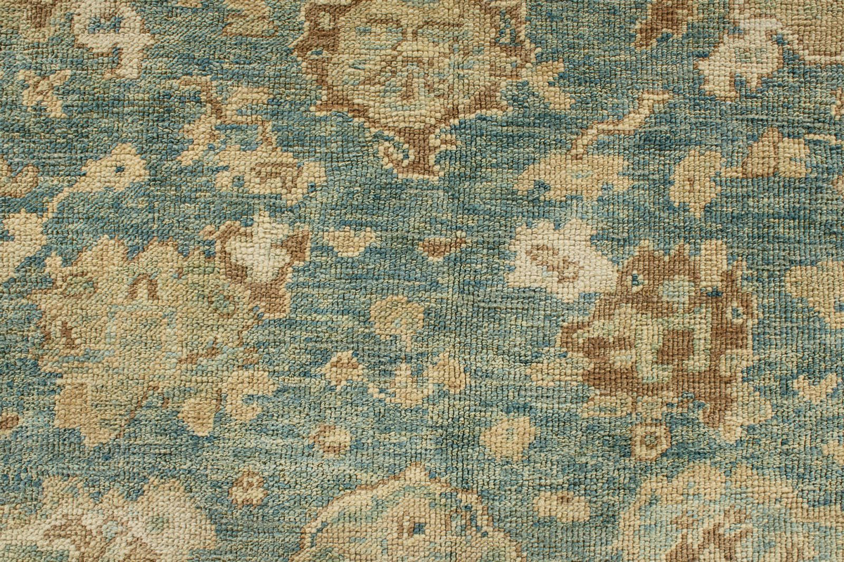 7x8 Blue and Ivory Turkish Oushak Rug