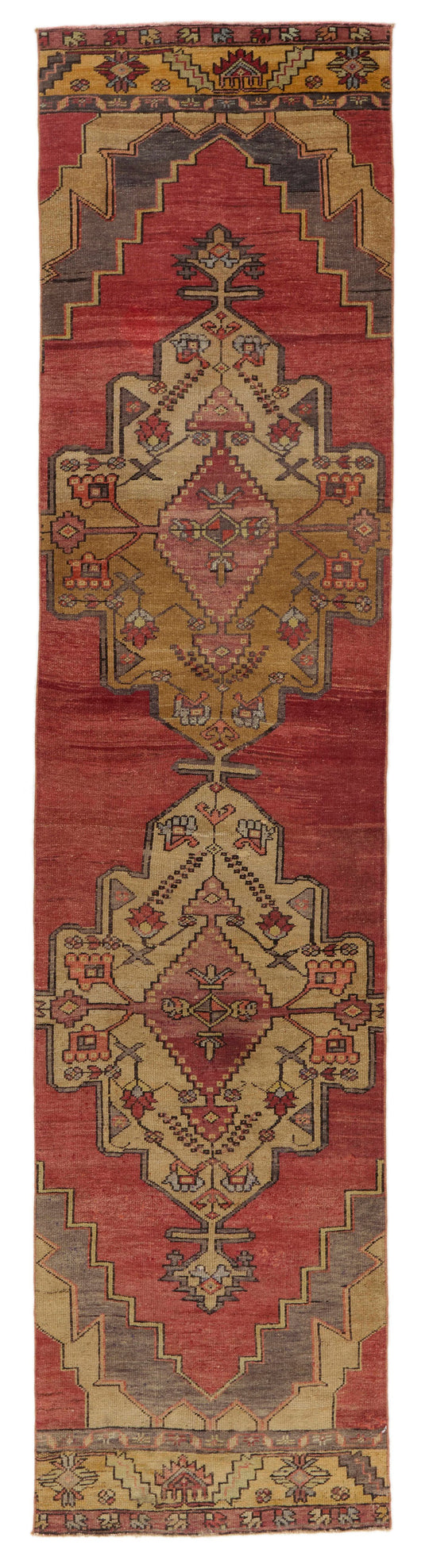 3x12 Red and Gold Turkish Tribal Runner