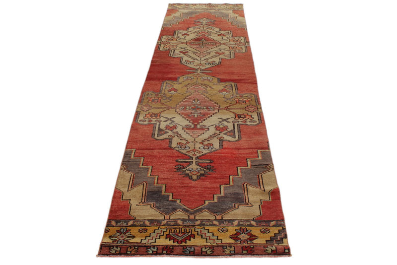 3x12 Red and Gold Turkish Tribal Runner