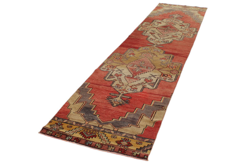 3x12 Red and Gold Turkish Tribal Runner