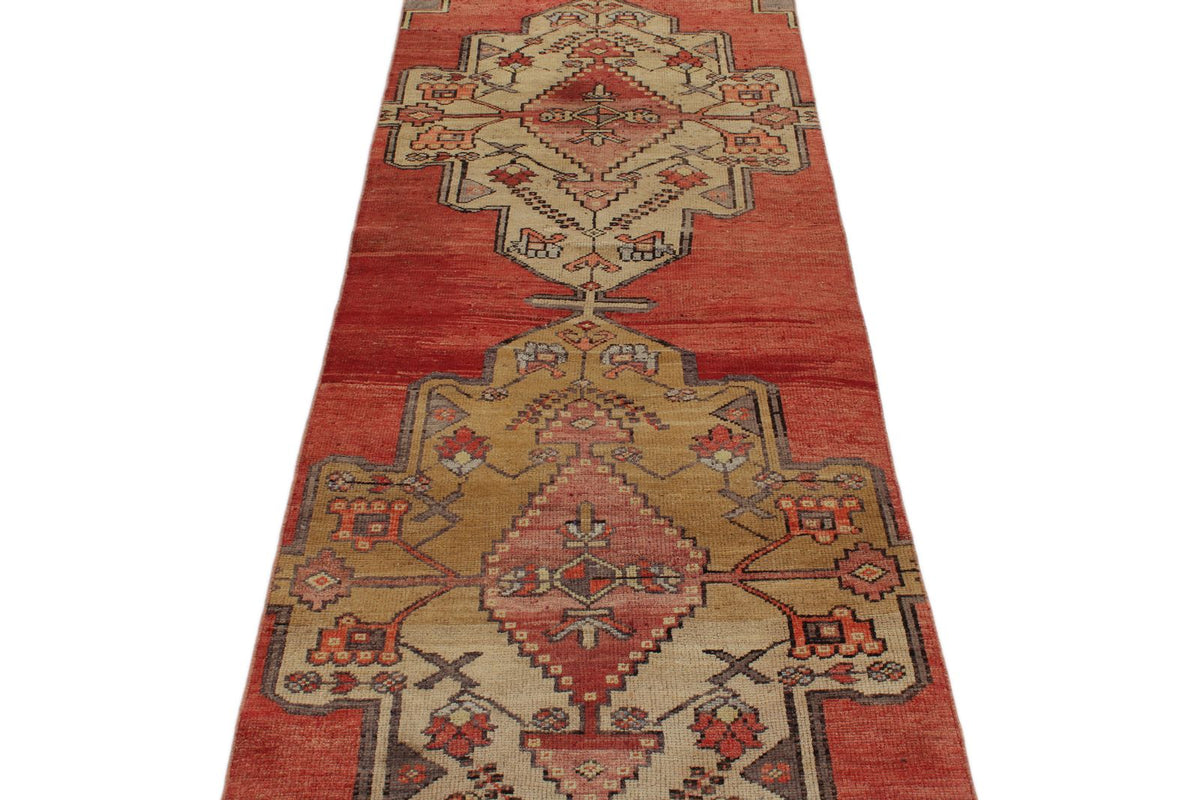 3x12 Red and Gold Turkish Tribal Runner