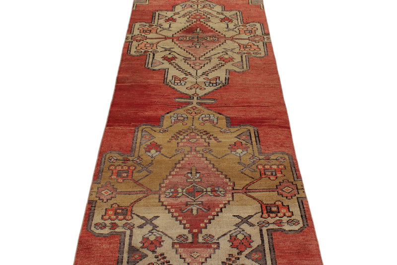 3x12 Red and Gold Turkish Tribal Runner
