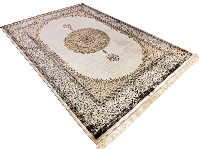 7x10 Beige and Ivory Turkish Antep Rug