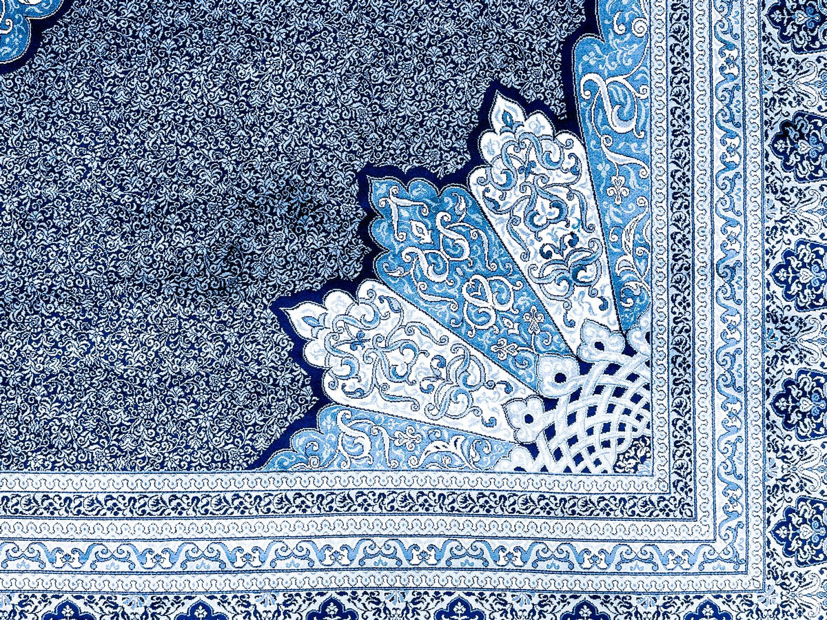 7x10 Navy and Ivory Turkish Antep Rug