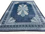 7x10 Navy and Ivory Turkish Antep Rug