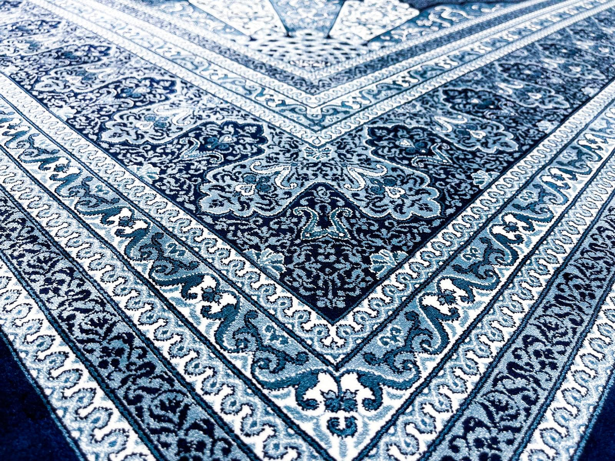 7x10 Navy and Ivory Turkish Antep Rug