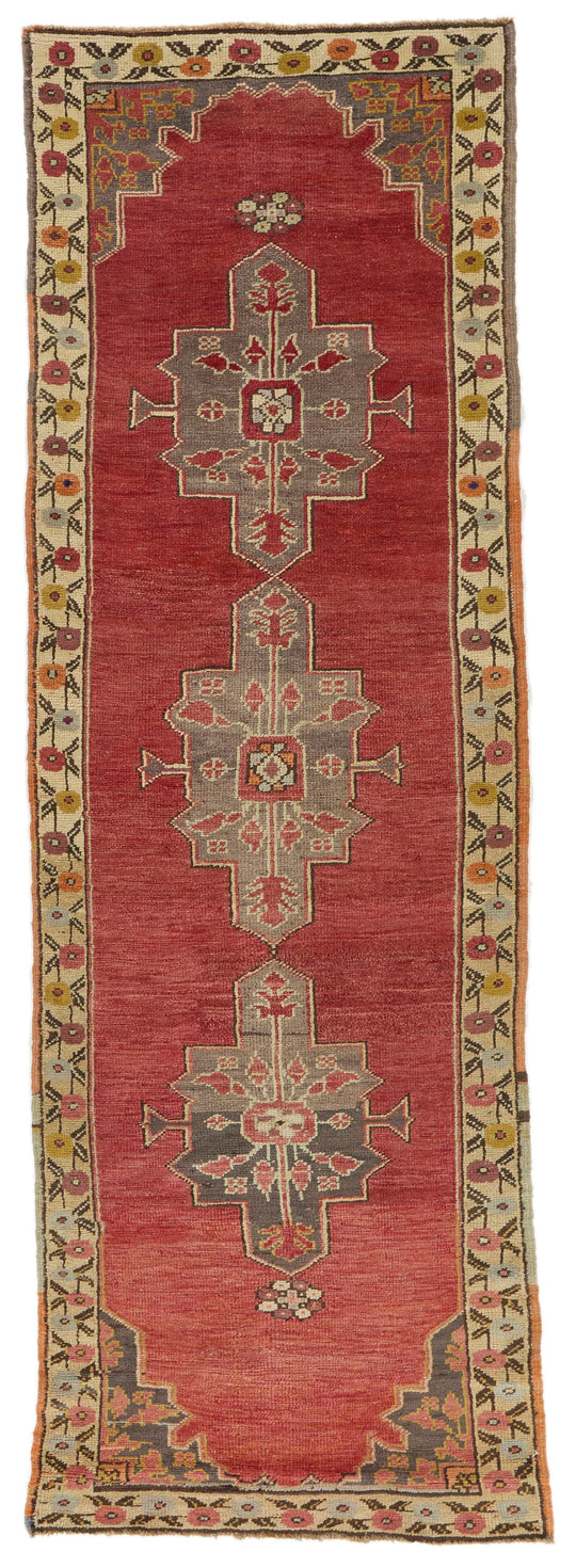 3x10 Red and Ivory Turkish Tribal Runner