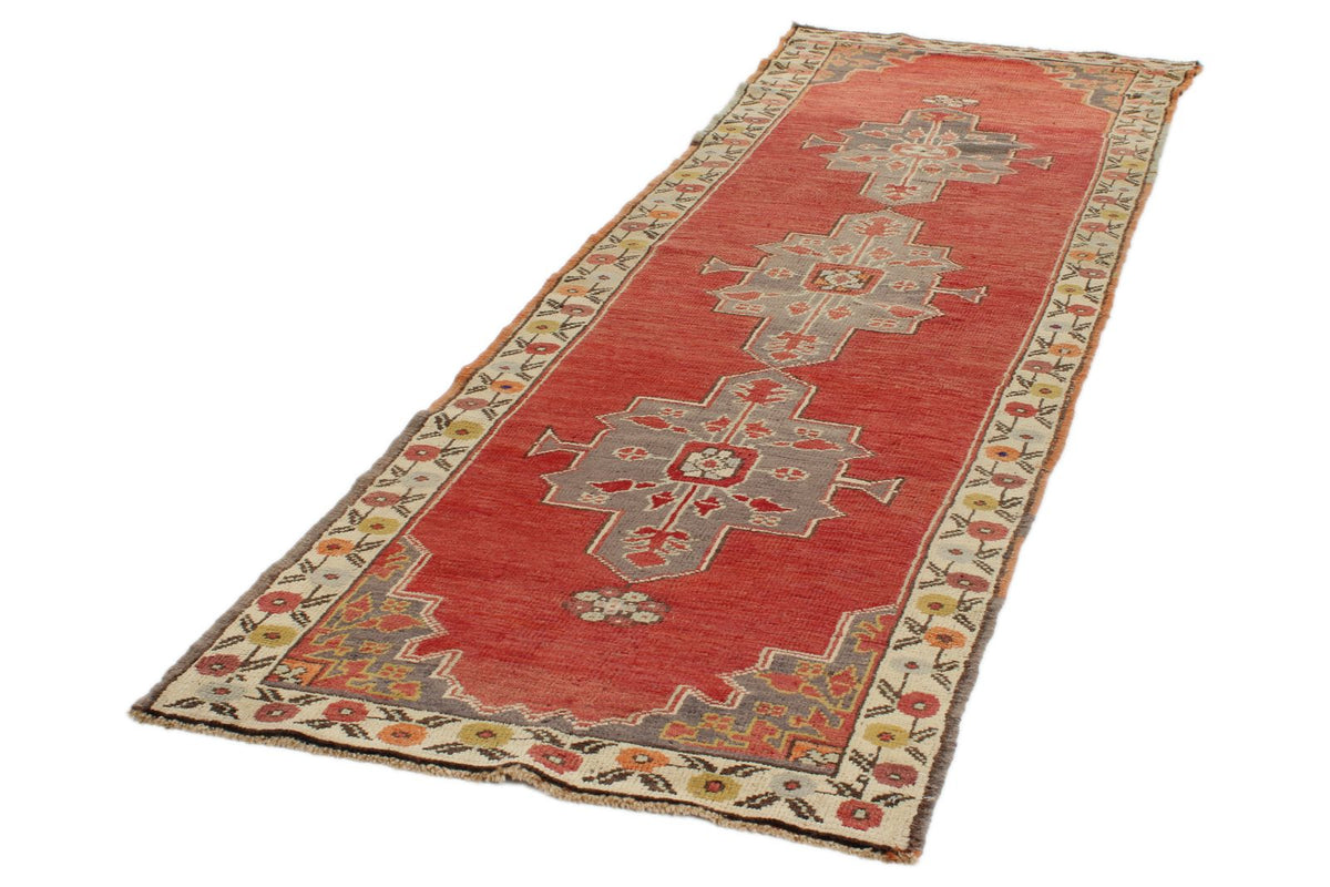 3x10 Red and Ivory Turkish Tribal Runner