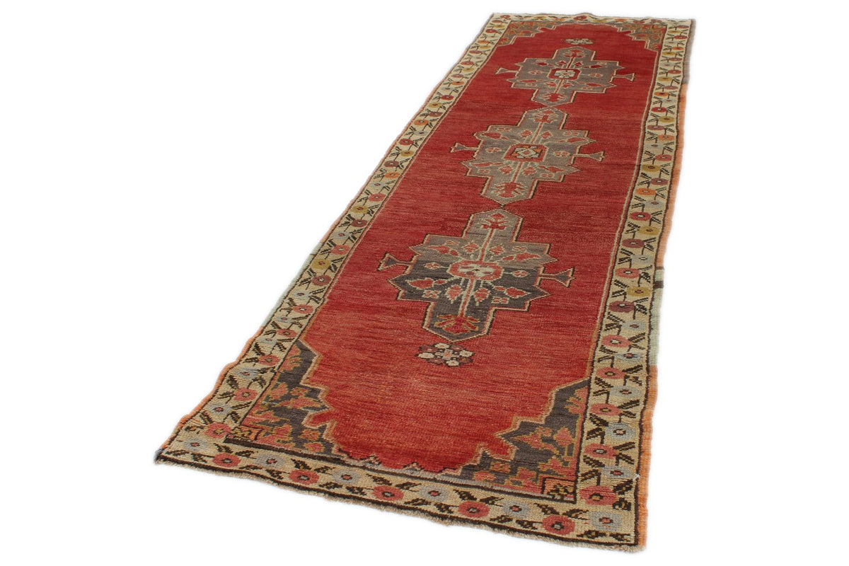 3x10 Red and Ivory Turkish Tribal Runner