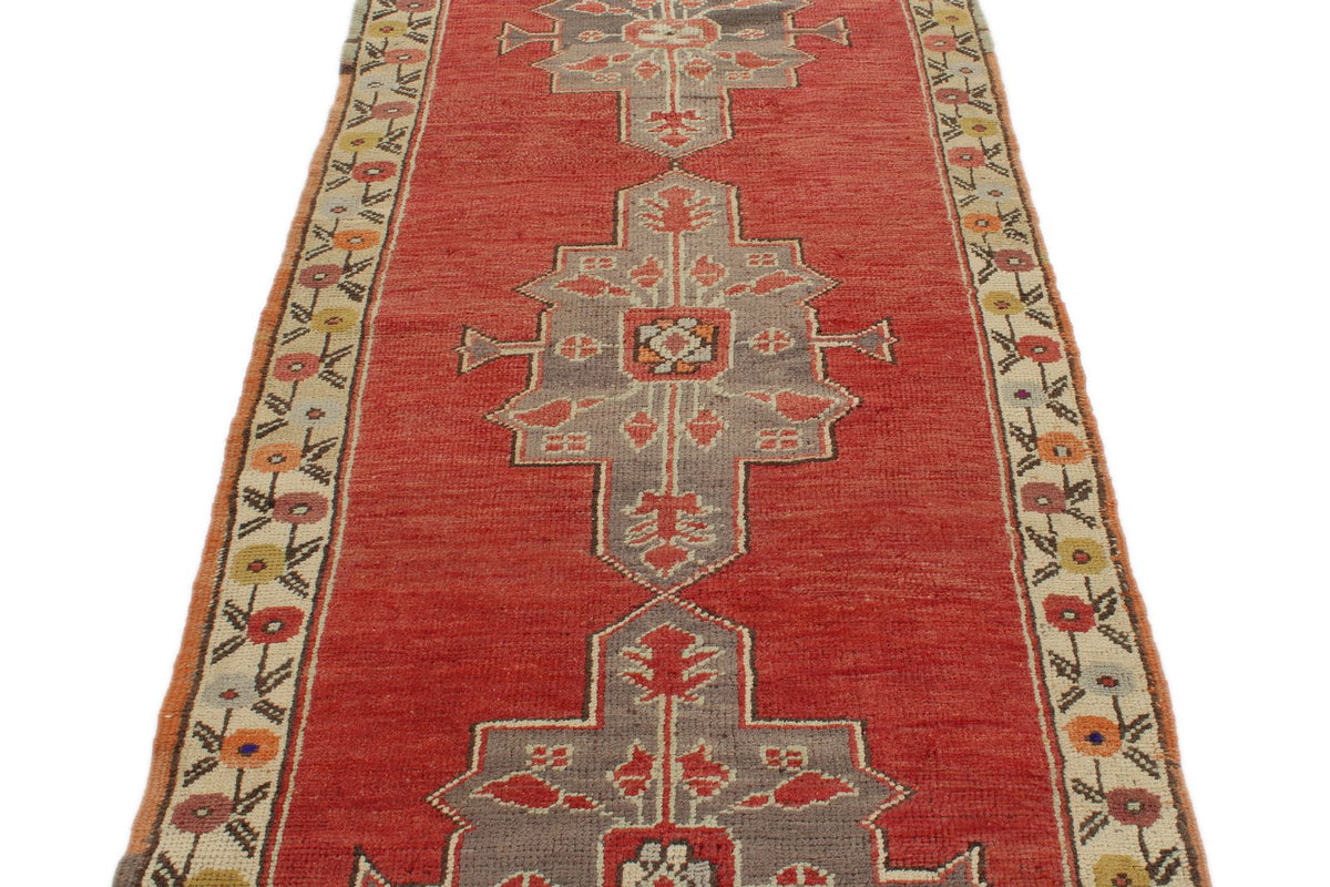 3x10 Red and Ivory Turkish Tribal Runner