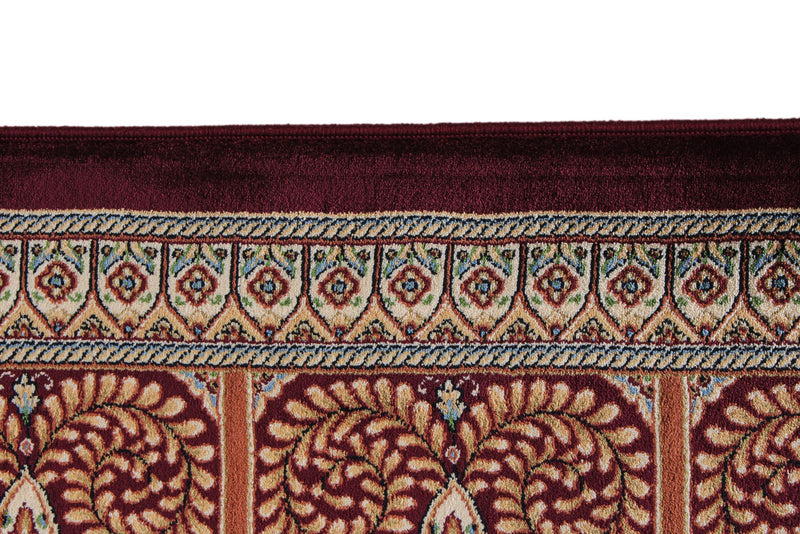 7x10 Burgundy and Multicolor Turkish Antep Rug