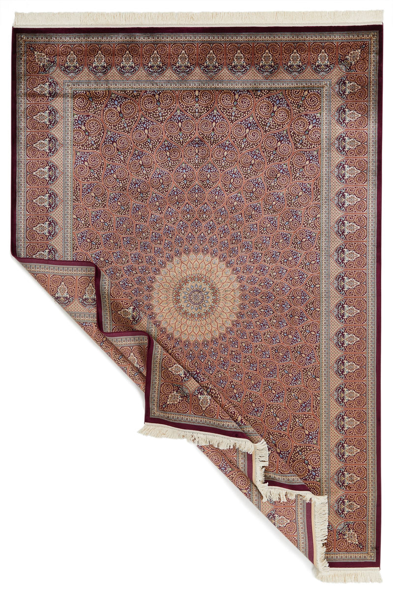 7x10 Burgundy and Multicolor Turkish Antep Rug