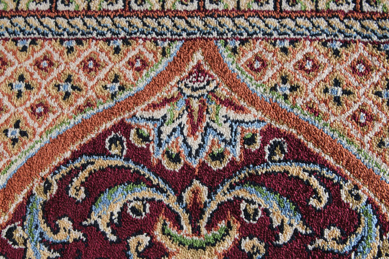 7x10 Burgundy and Multicolor Turkish Antep Rug