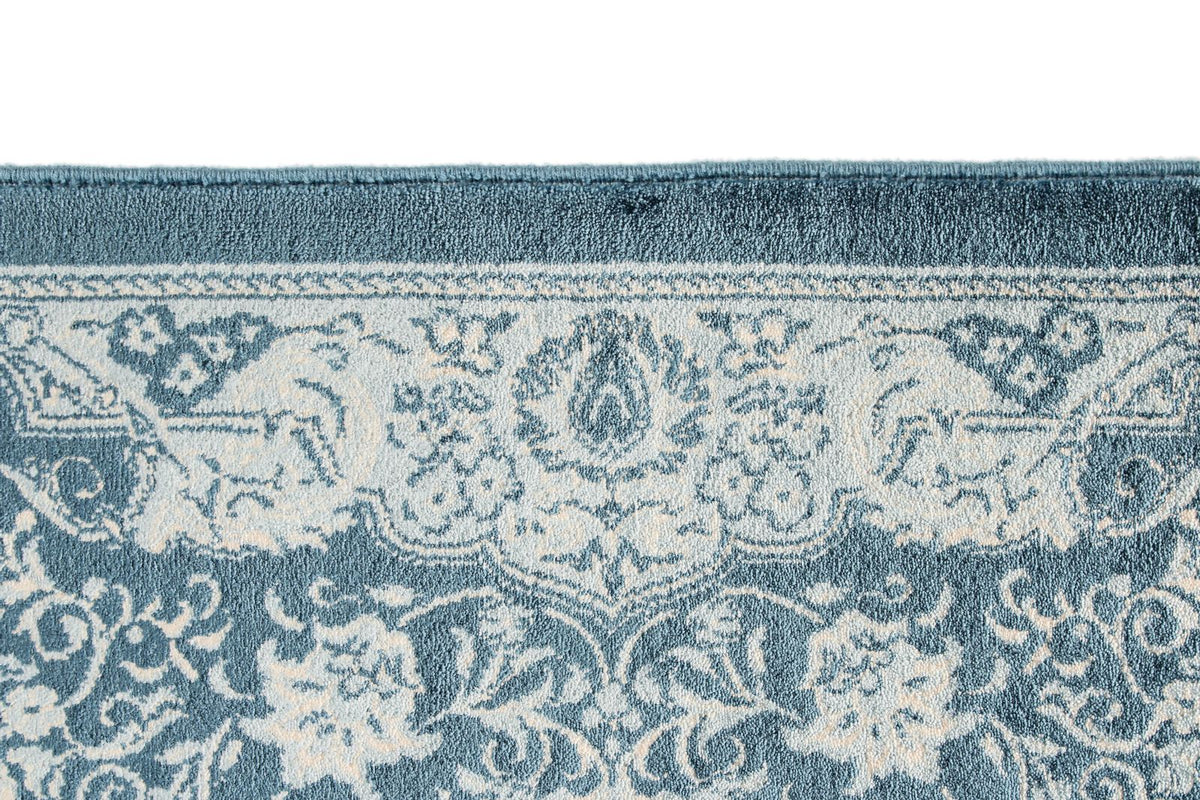 7x10 Blue and Ivory Turkish Antep Rug