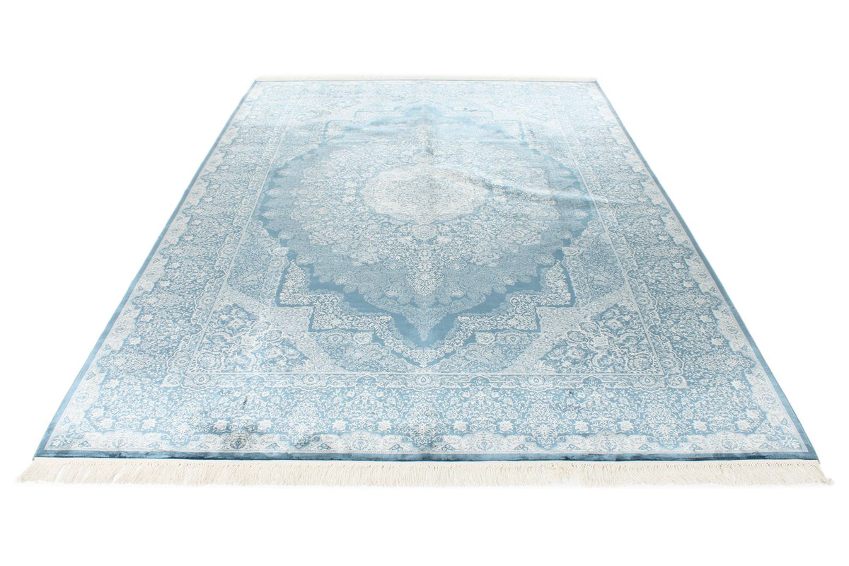 7x10 Blue and Ivory Turkish Antep Rug