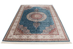 7x10 Blue and Ivory Turkish Antep Rug