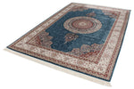 7x10 Blue and Ivory Turkish Antep Rug