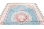 7x10 Blue and Ivory Turkish Antep Rug