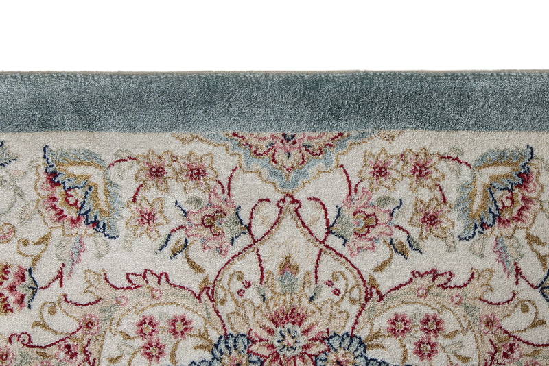 7x10 Blue and Ivory Turkish Antep Rug