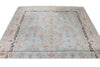 7x10 Blue and Ivory Turkish Antep Rug