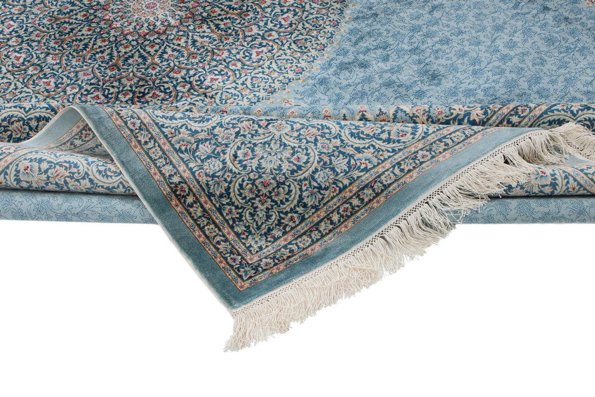 7x10 Blue and Multicolor Turkish Antep Rug