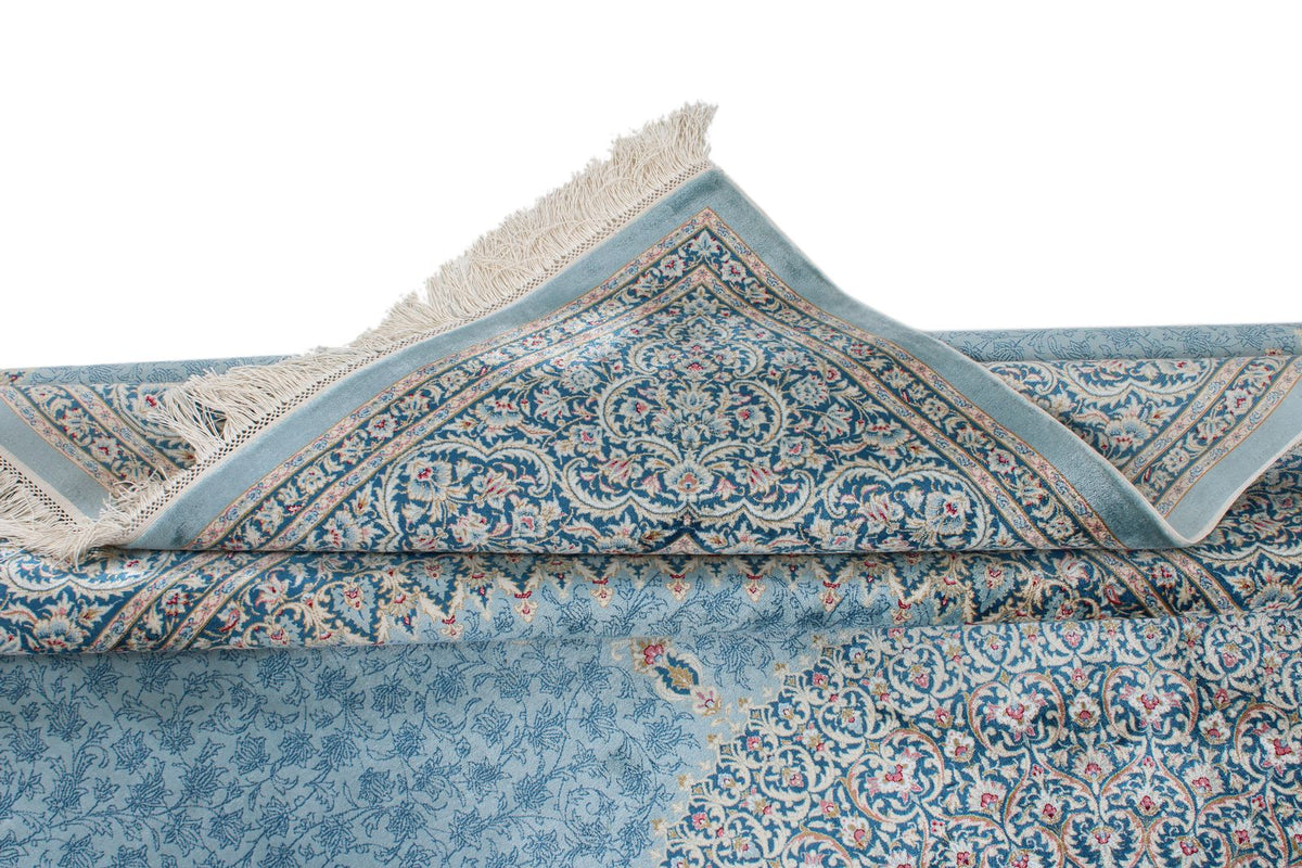 7x10 Blue and Multicolor Turkish Antep Rug