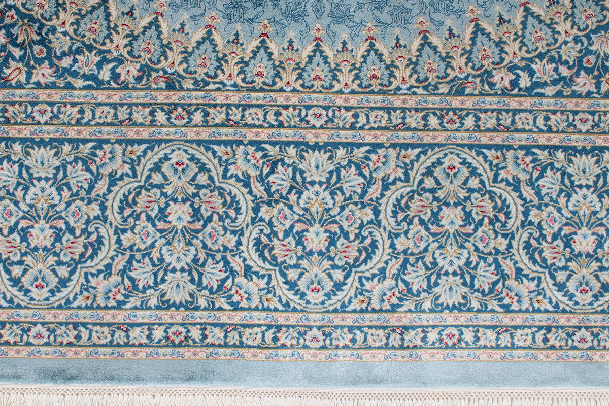 7x10 Blue and Multicolor Turkish Antep Rug