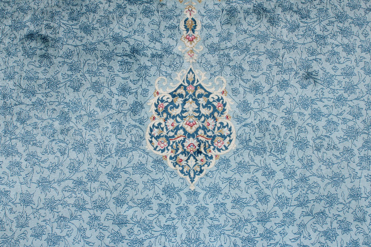 7x10 Blue and Multicolor Turkish Antep Rug