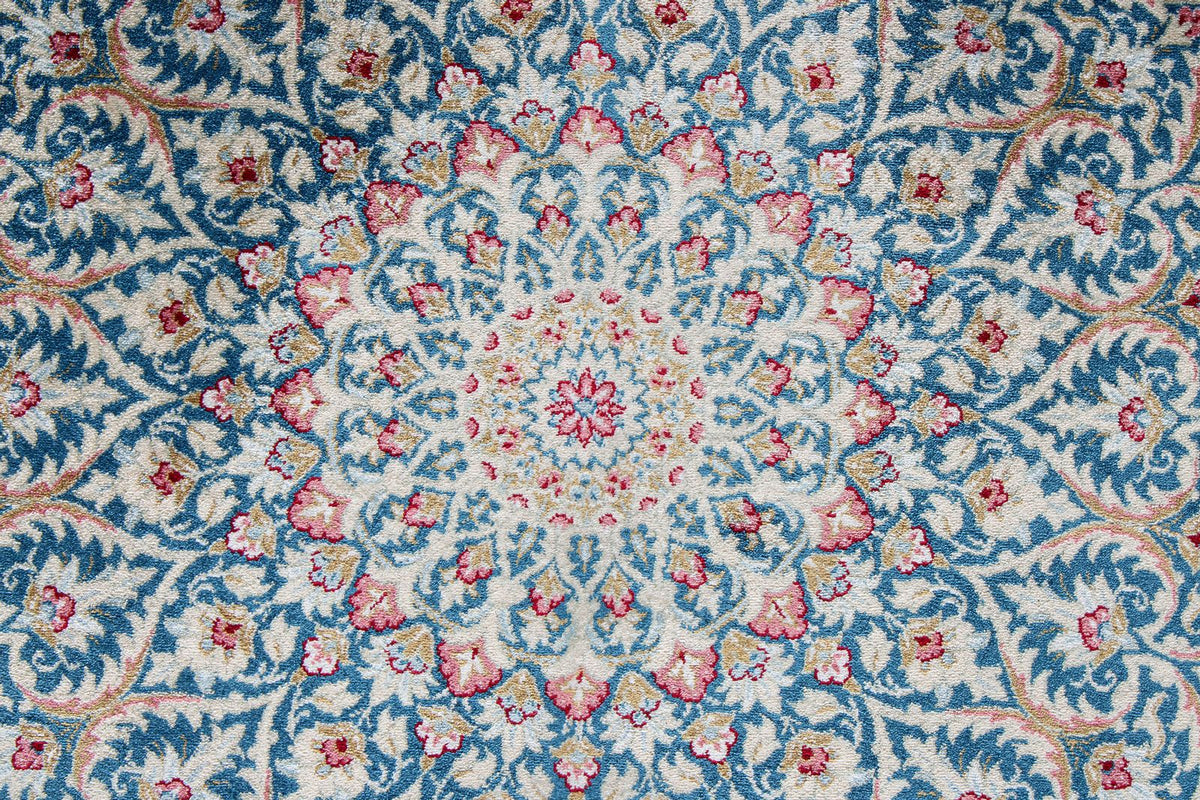 7x10 Blue and Multicolor Turkish Antep Rug