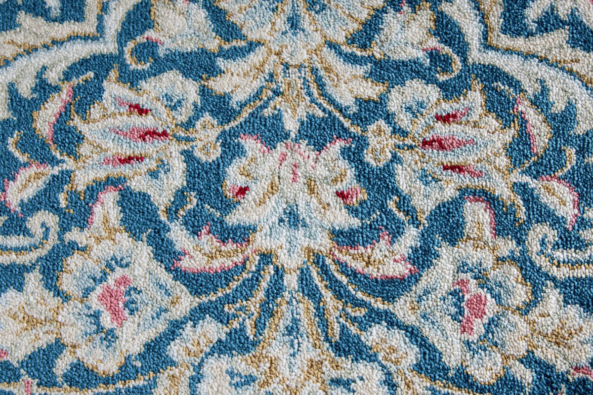 7x10 Blue and Multicolor Turkish Antep Rug