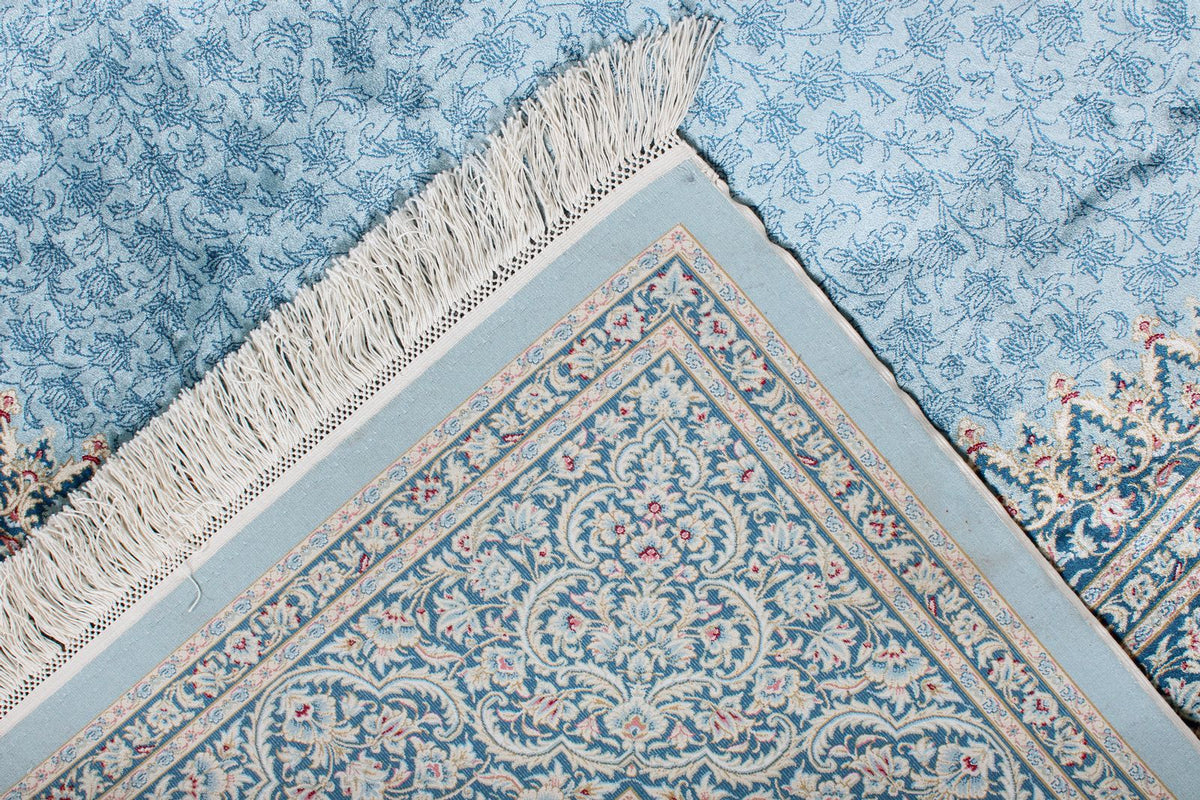 7x10 Blue and Multicolor Turkish Antep Rug