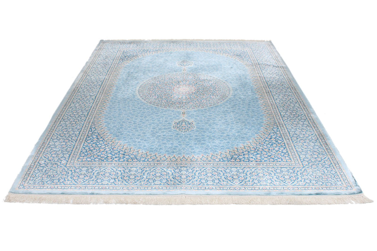 7x10 Blue and Multicolor Turkish Antep Rug