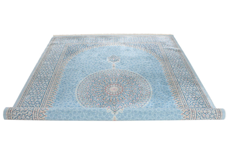 7x10 Blue and Multicolor Turkish Antep Rug