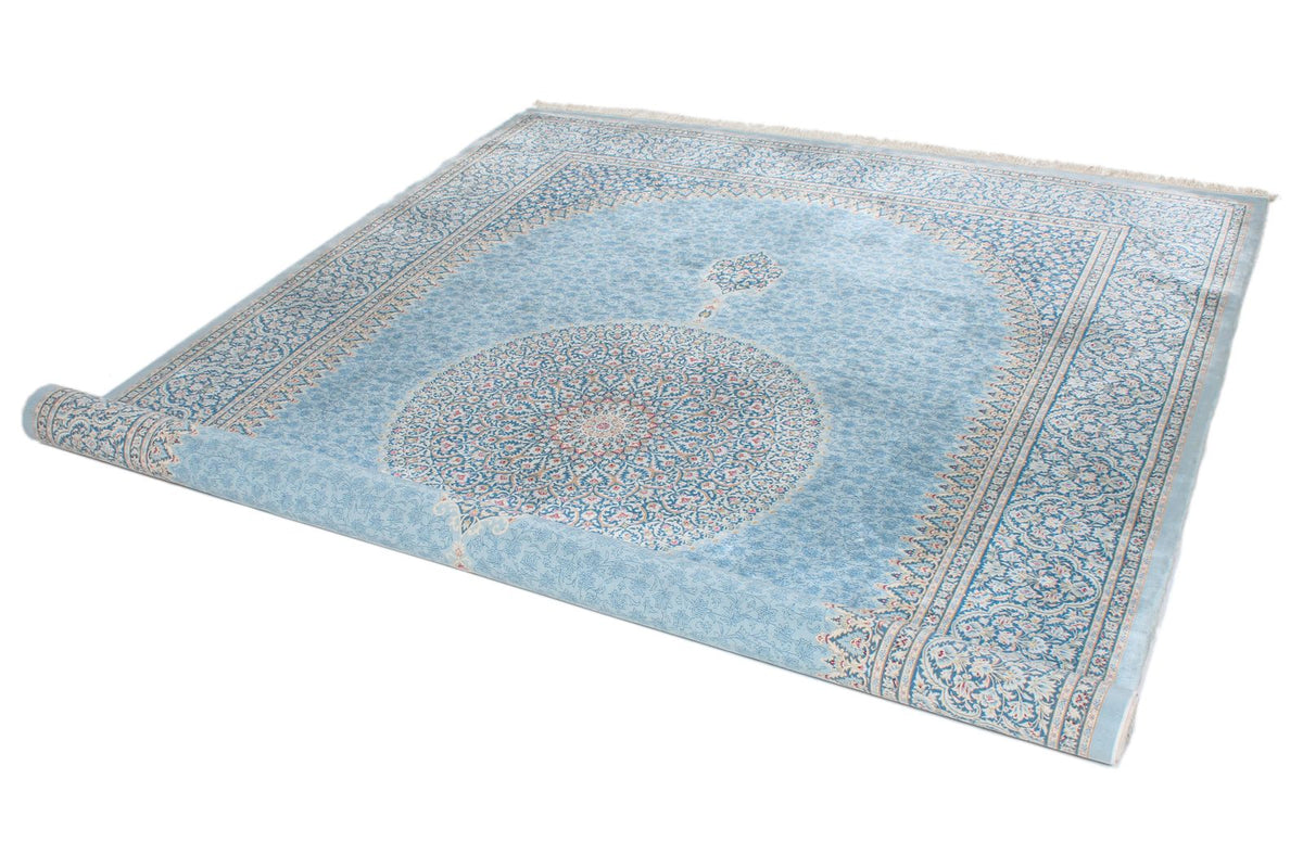 7x10 Blue and Multicolor Turkish Antep Rug