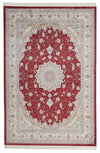 7x10 Red and Ivory Turkish Antep Rug