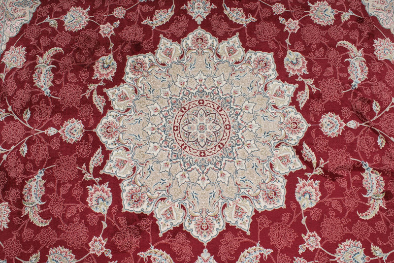 7x10 Red and Ivory Turkish Antep Rug