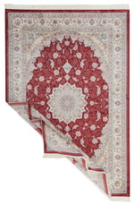 7x10 Red and Ivory Turkish Antep Rug