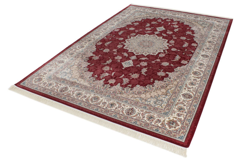 7x10 Red and Ivory Turkish Antep Rug