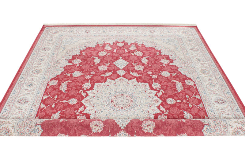 7x10 Red and Ivory Turkish Antep Rug