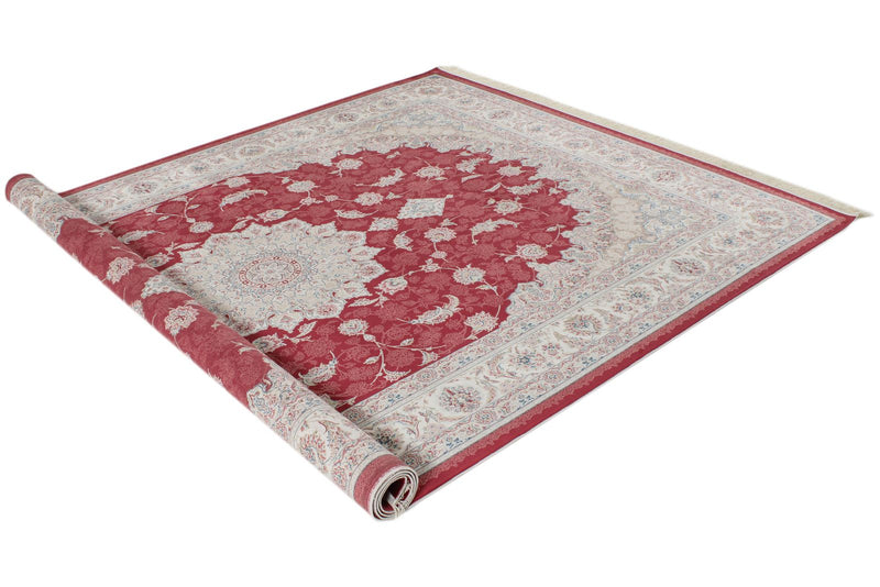 7x10 Red and Ivory Turkish Antep Rug