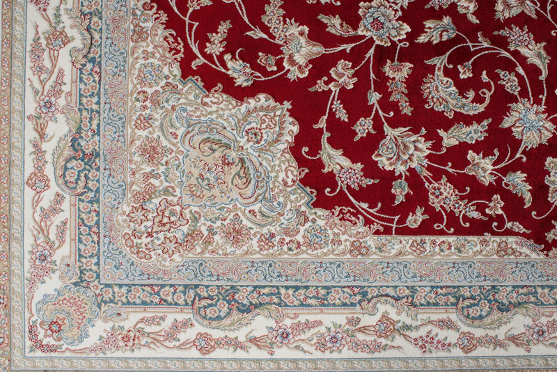 7x10 Red and Ivory Turkish Antep Rug