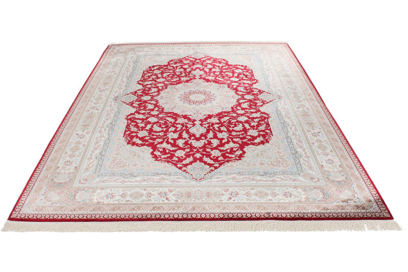 7x10 Red and Ivory Turkish Antep Rug