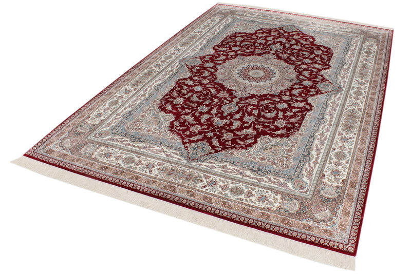 7x10 Red and Ivory Turkish Antep Rug